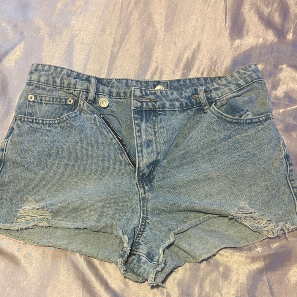 Forever 21 Light Blue Distressed Jean Shorts
